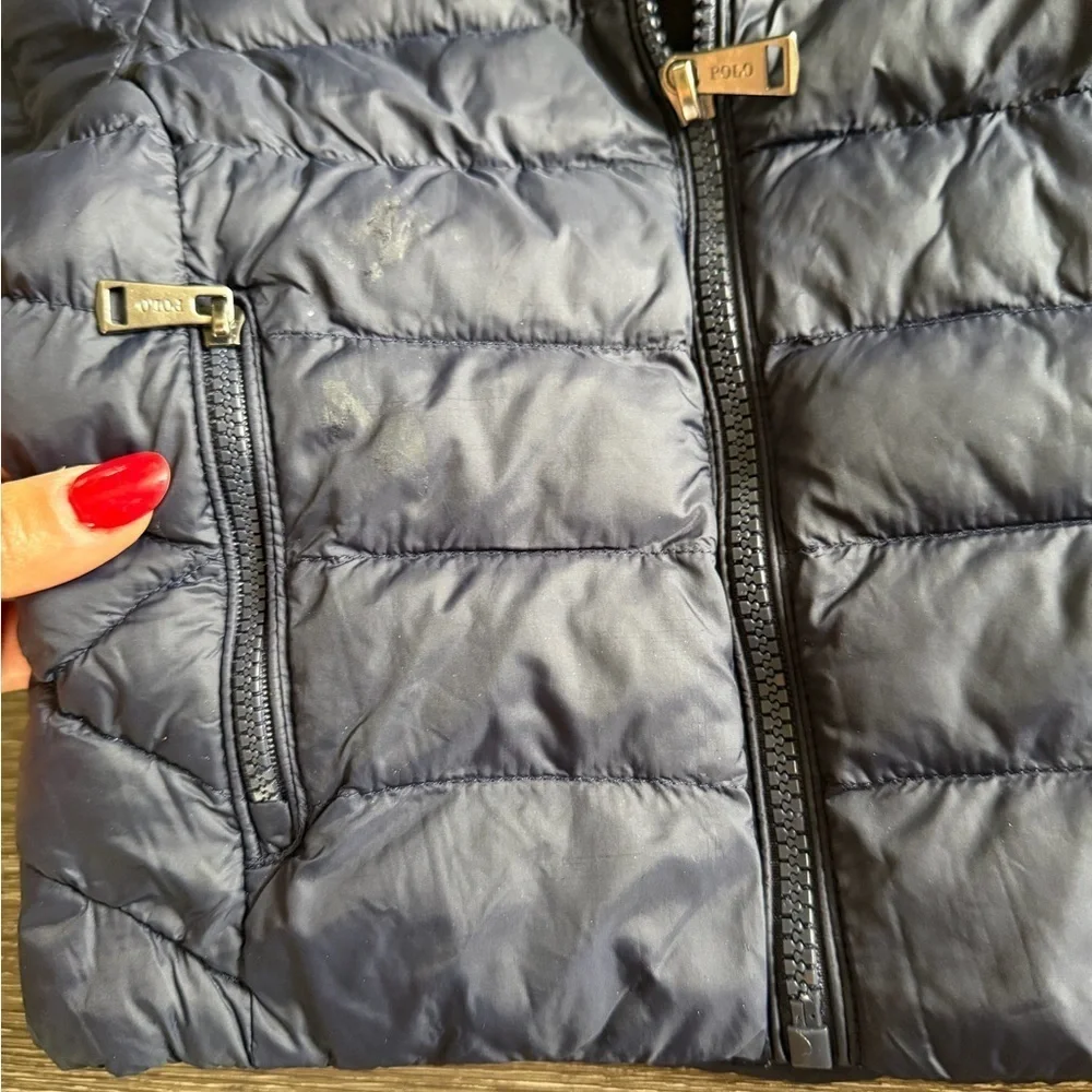Ralph Lauren Navy Puffer Jacket with Red Logo